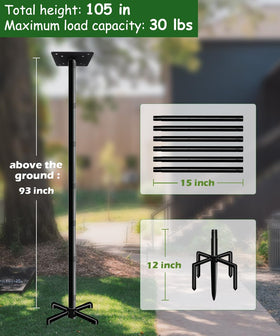 Mokeyder five-prong base provides stable footing on outdoor soil.