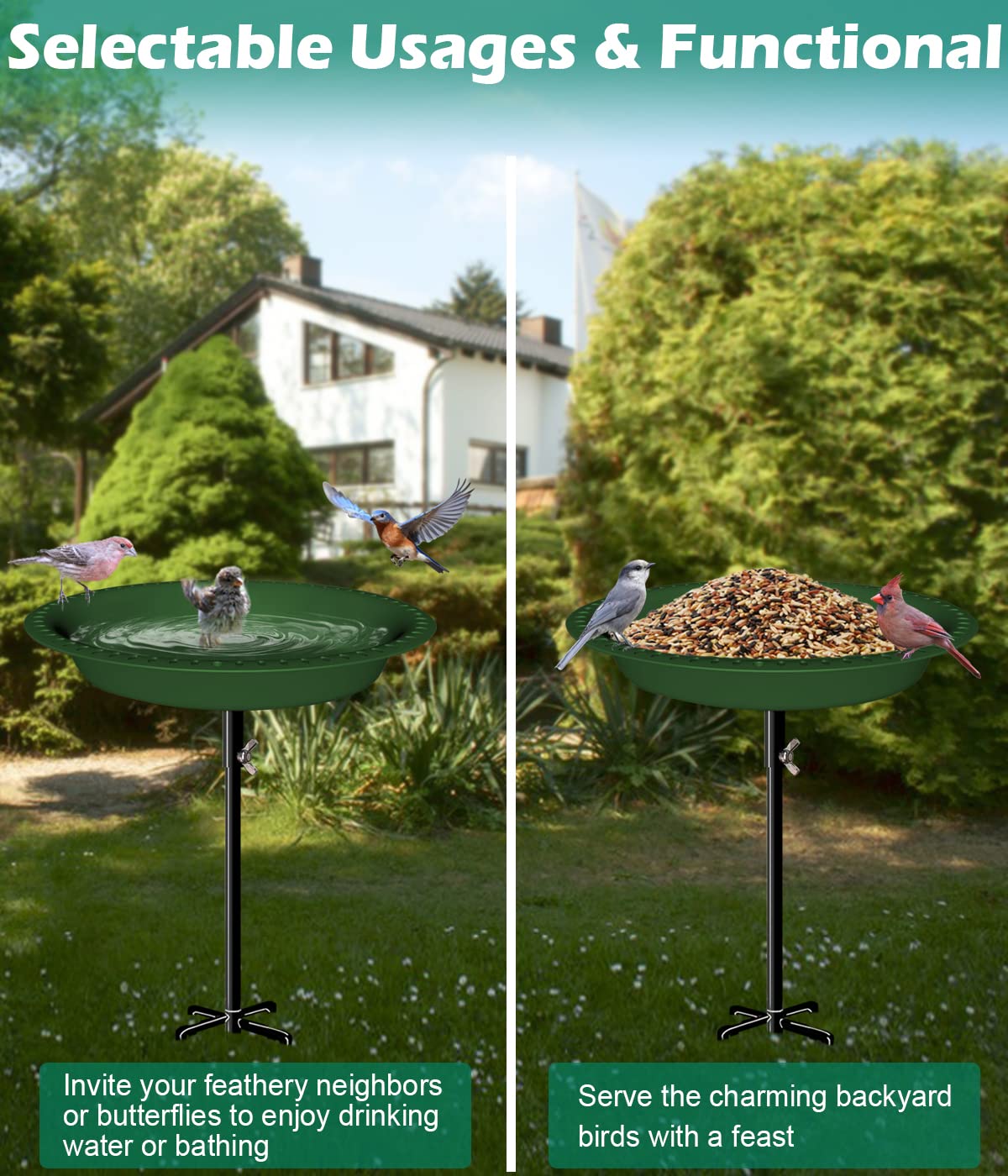 Mokeyder garden decor inviting birds to visit your yard.