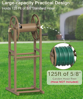 Mokeyder hose reel with 125ft capacity for extended hoses with minimal tangling