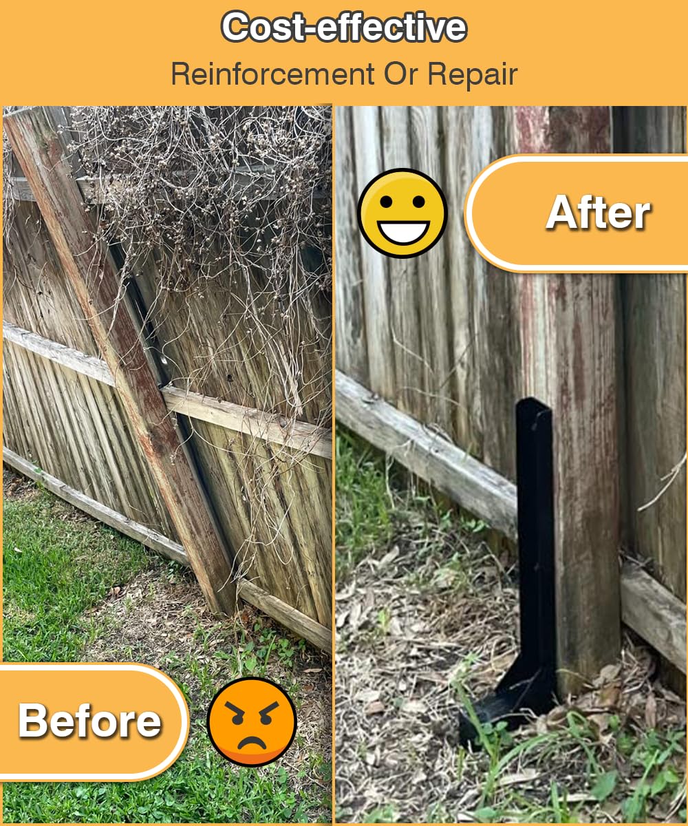 Mokeyder repair bracket secures tilted or rotten fence posts without removing them.