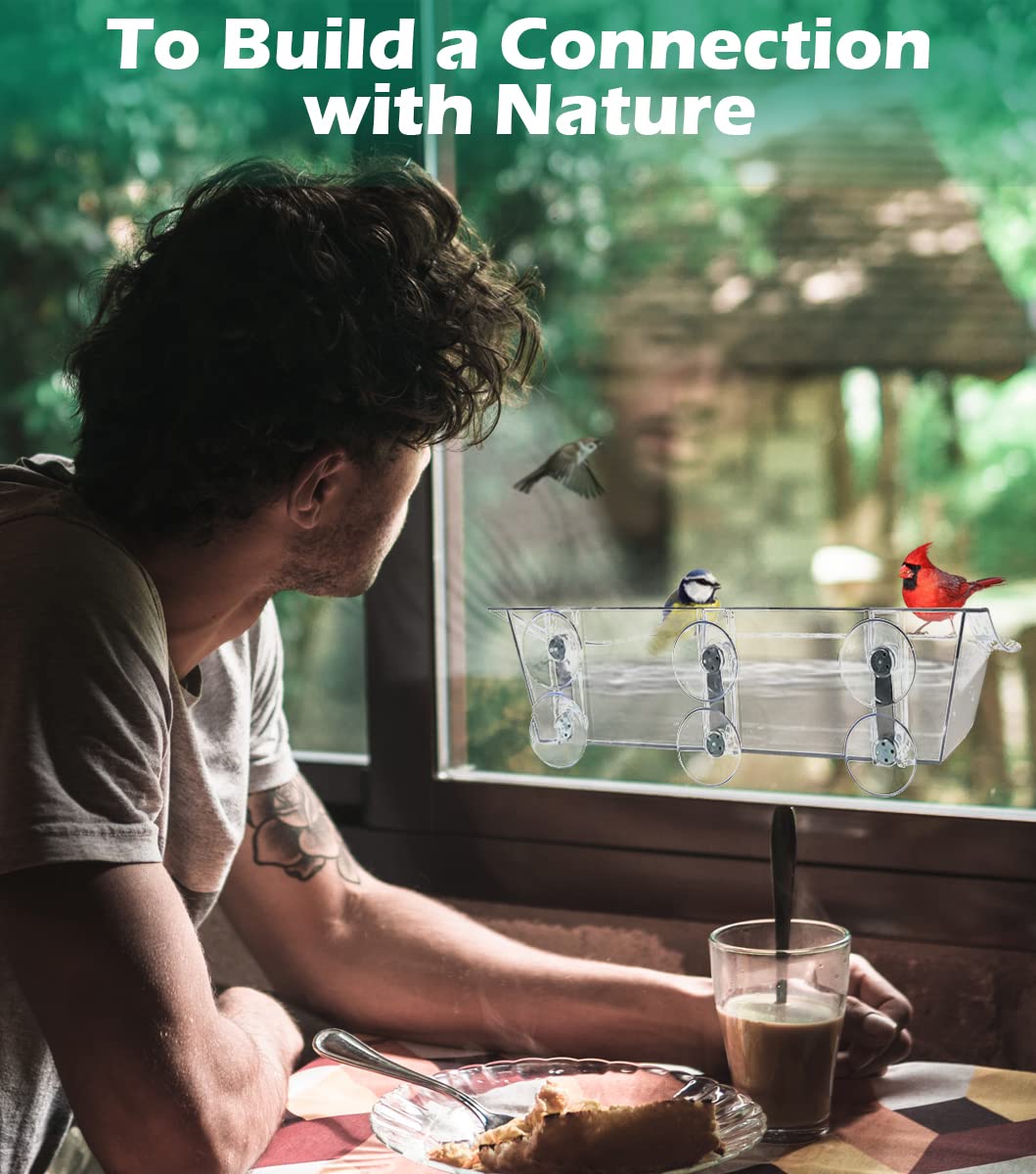 Mokeyder clear feeder enhances indoor birdwatching with unobstructed viewing.