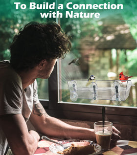 Mokeyder clear feeder enhances indoor birdwatching with unobstructed viewing.