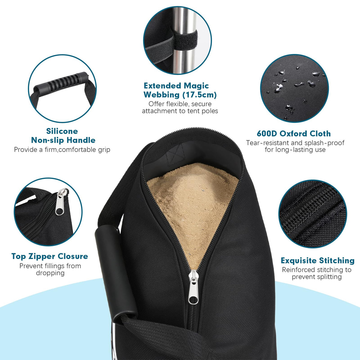 MoKo wrap-around design keeps canopy legs snug and stable