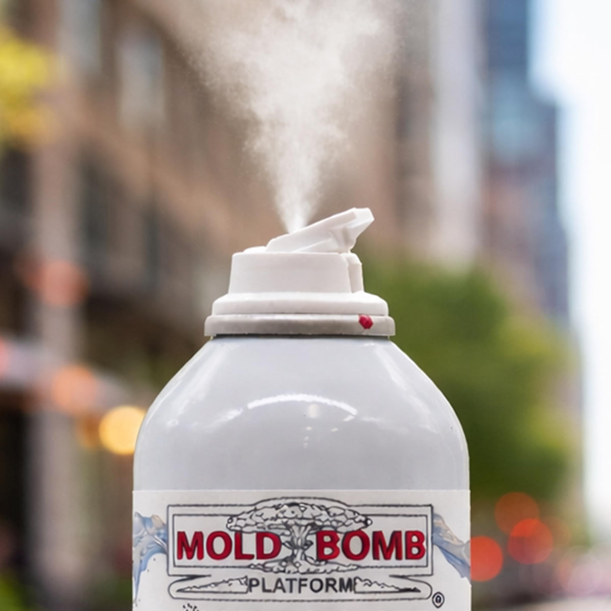 MOLD BOMB fogger mist dispersal across a room demonstrates deep-penetrating coverage.