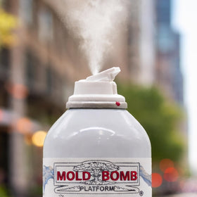 MOLD BOMB fogger mist dispersal across a room demonstrates deep-penetrating coverage.