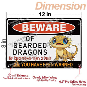 MOLESS Bearded Dragon Decor Sign shows four pre-drilled holes for mounting