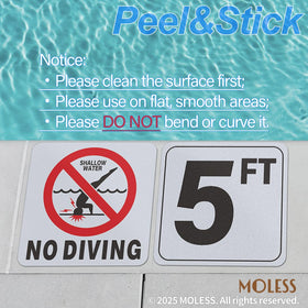 MOLESS depth marker installed on a residential pool deck