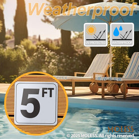 MOLESS 5 ft depth marker enduring sun and water in outdoor pool