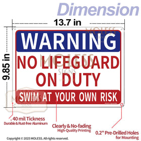MOLESS Never Leave Children Unattended pool sign promotes supervision around the pool