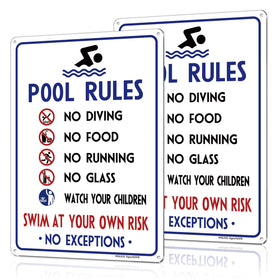 MOLESS outdoor pool signs 14x10 2-pack improve visibility and safety by the water.