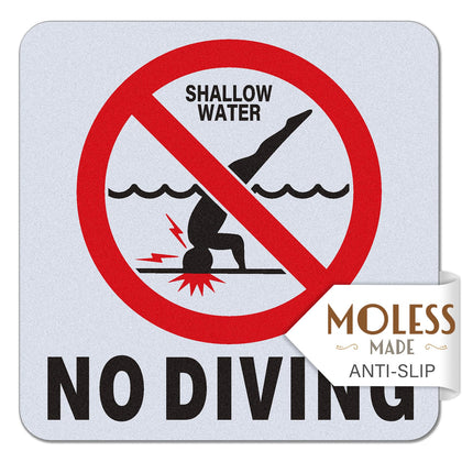 MOLESS pool sticker No Diving 6x6 sign enhances outdoor visibility and safety.