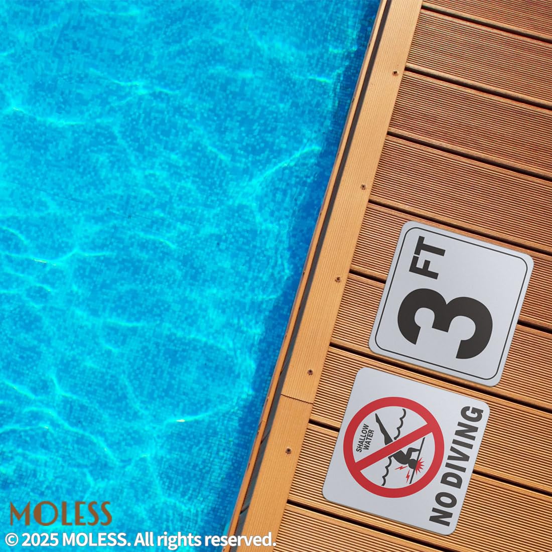 MOLESS weather-resistant vinyl preserves visibility in sun and spray