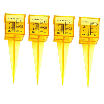 mollensiuer 4pc rain gauge pack in yellow for easy garden rainfall tracking