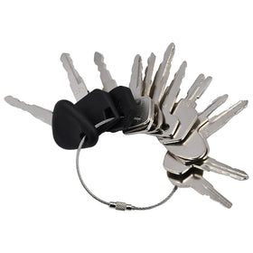 Overview of Molloparts universal forklift ignition key set with brand names on keys