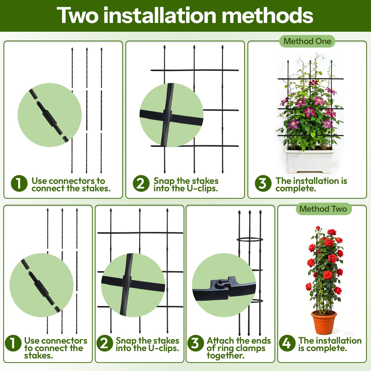 Molukera trellis plant cage configuration keeps pots tidy and supported