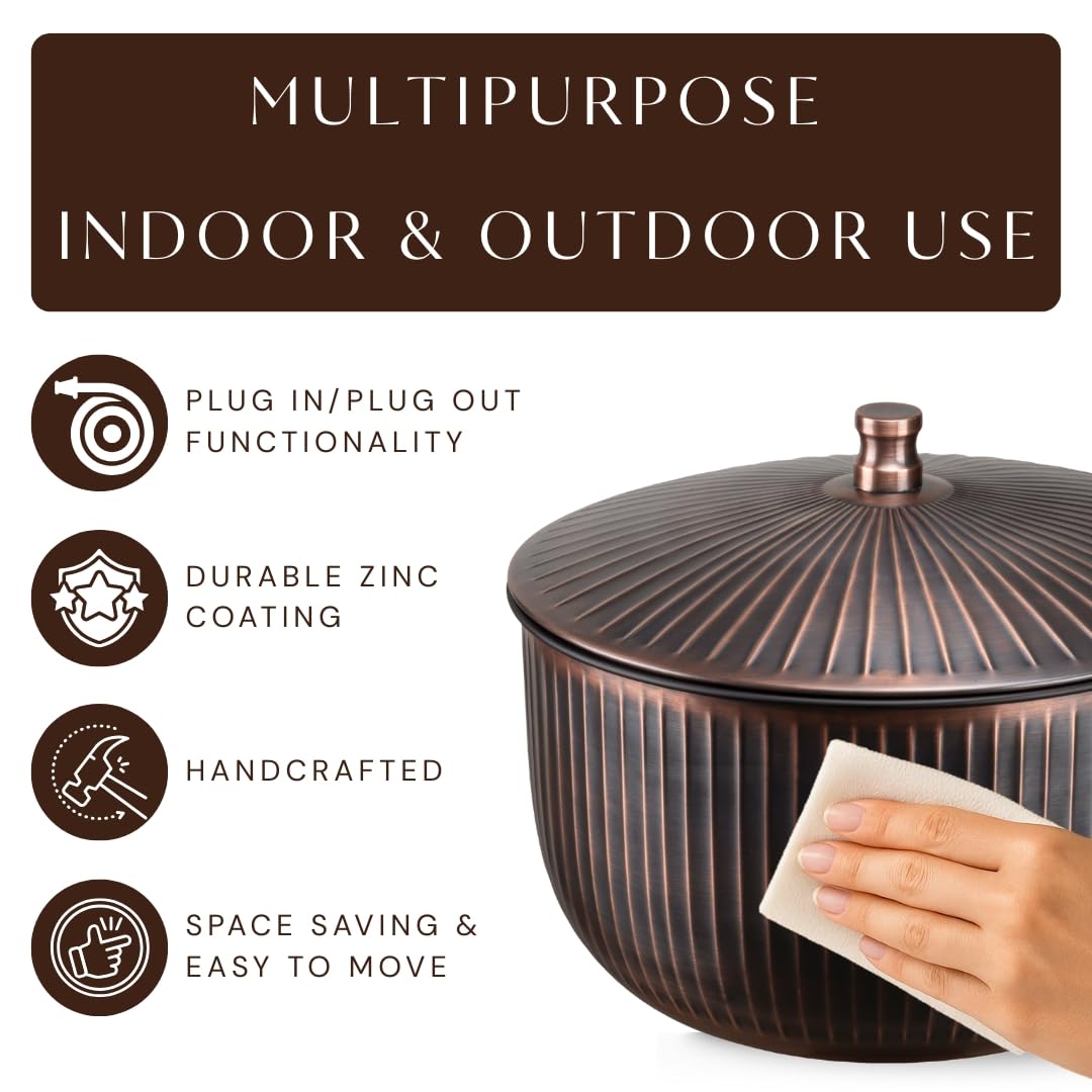 Monarch Abode all-weather metal hose holder withstands sun, rain, and snow.