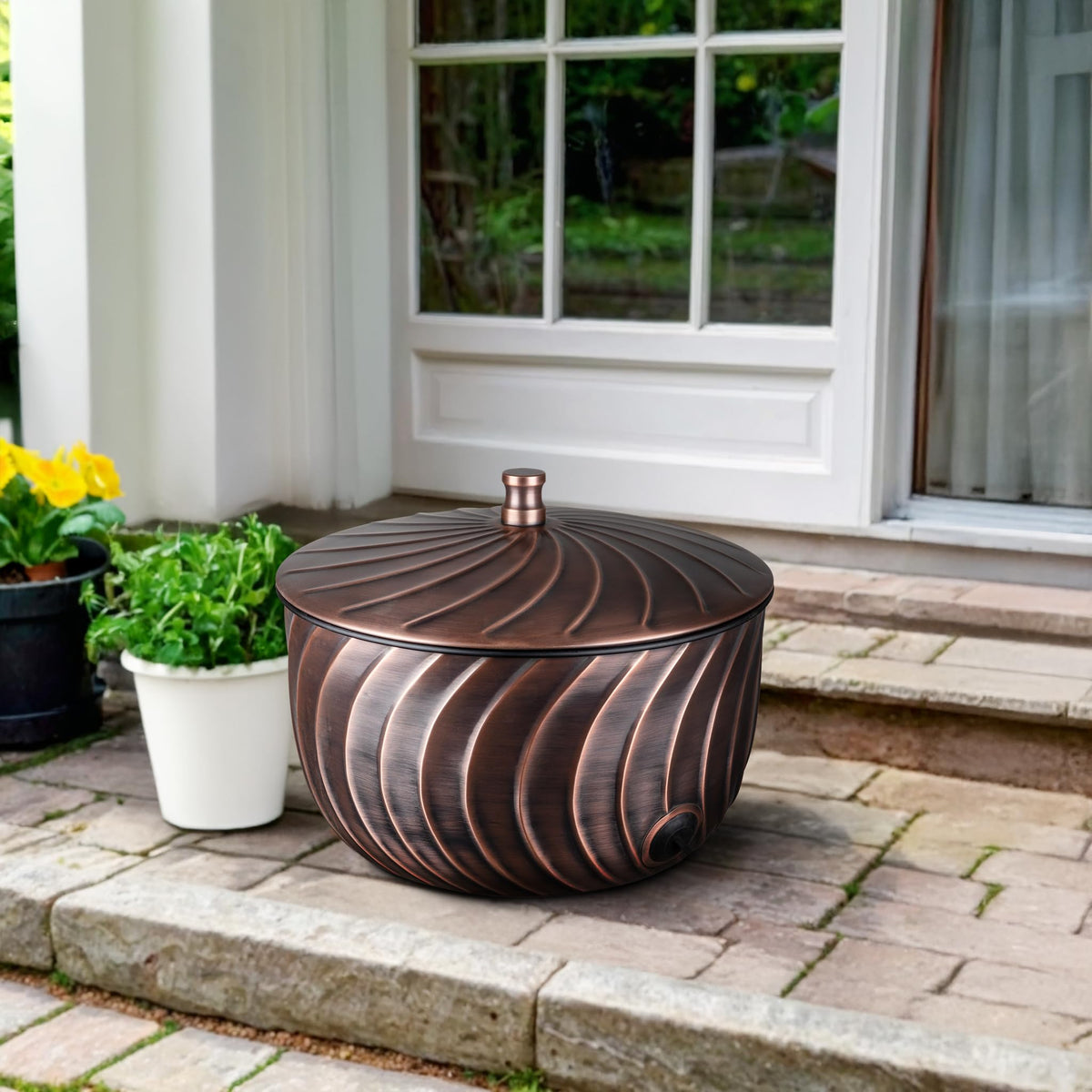 Monarch Abode antique copper hose pot back view shows durable metal