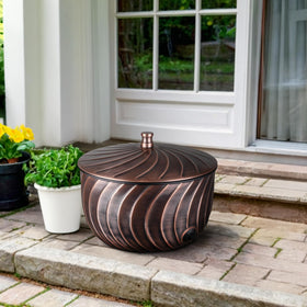 Monarch Abode antique copper hose pot back view shows durable metal