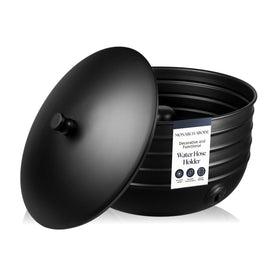 Monarch Abode hose holder with lid demonstrates tidy outdoor storage and easy access.
