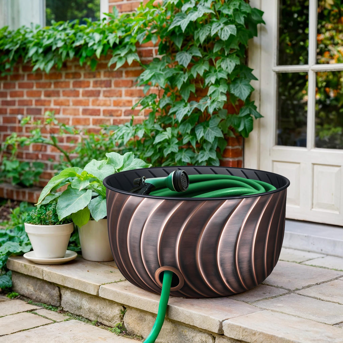 Monarch Abode hose organizer with non-slip feet protects decks