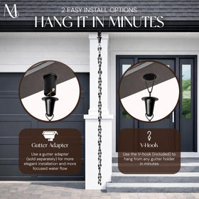 Monarch Rain Chains 46-ring leaf design provides lush, contemporary texture