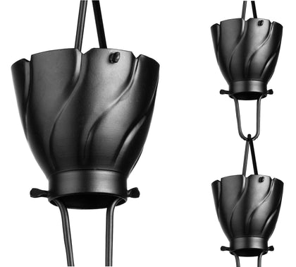 Monarch Akira Black 8.5 ft rain chain guiding rainwater gracefully