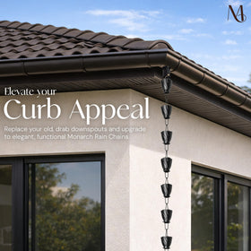 Outdoor decorative rain chain enhancing garden and patio spaces