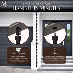 Monarch Rain Chains all-weather aluminum resists rust for year-round outdoor use.