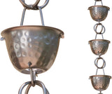 Monarch Rain Chains Aluminum Hammered Cup Pewter – 8.5 ft Gutter Downspout Alternative