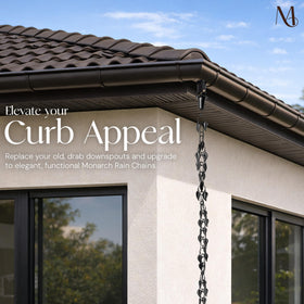 Monarch Rain Chains with crossbar included for simple, tool-free installation