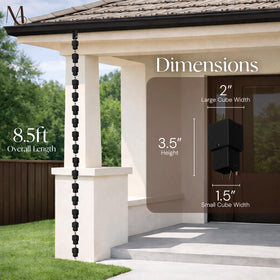 Monarch Rain Chains expandable design allows length customization for various rooflines.