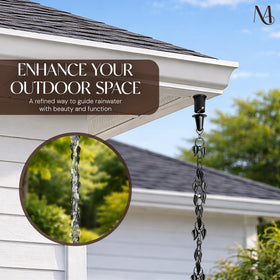Monarch Rain Chains serving as a gutter downspout alternative with a striking exterior presence