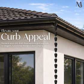 Monarch Rain Chains matte black finish adds sleek, contemporary style.