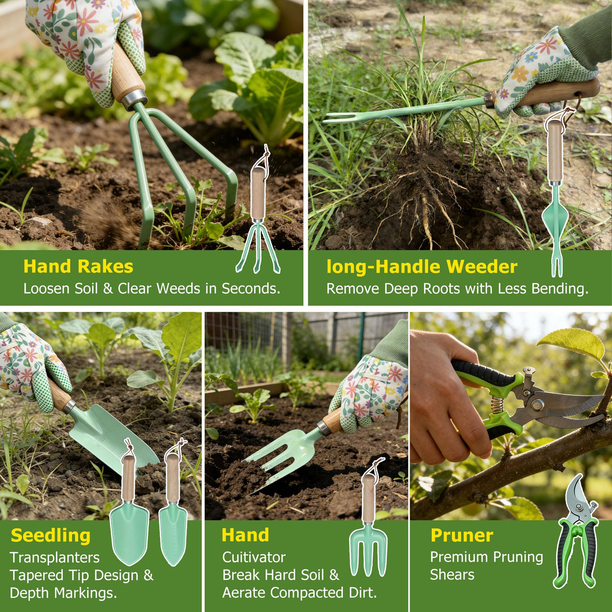 MonBel cultivator for loosening soil with ergonomic, non-slip grip