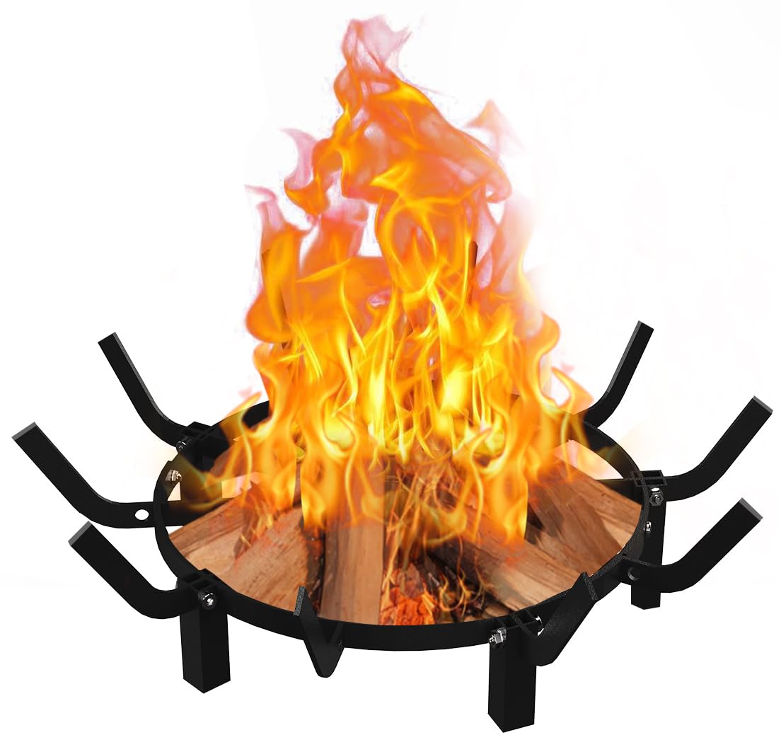Mondazie 24-inch round fire pit grate with 10 bars for stable burning