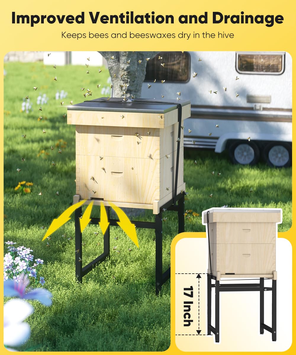 Mondazie width-adjustable stand fits 8-10 frame hives securely