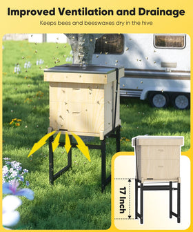 Mondazie width-adjustable stand fits 8-10 frame hives securely