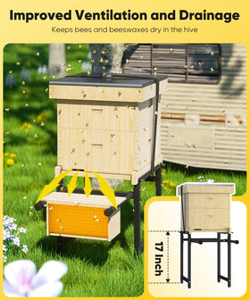 Mondazie black steel beehive stand offers weather-resistant durable support.