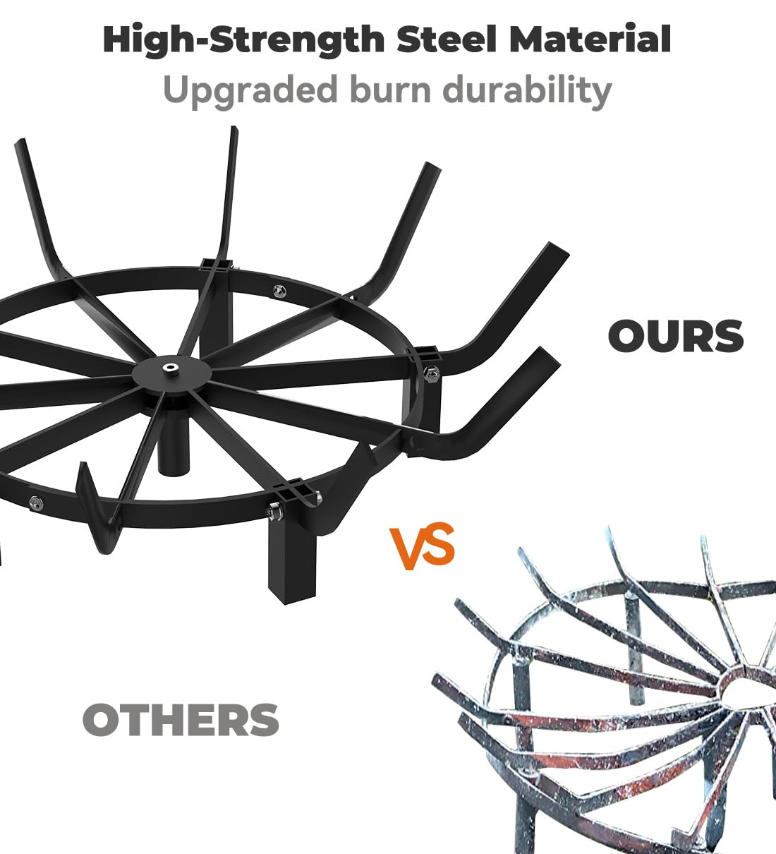 Mondazie elevated-leg grate improves airflow for efficient combustion
