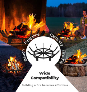 Mondazie heavy-duty steel grate endures heat during long fires