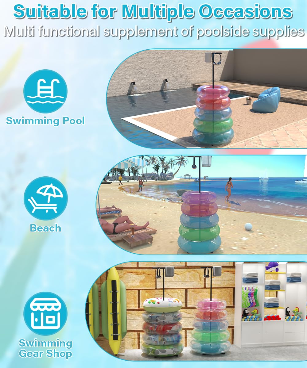 Mondazie poolside storage rack helps keep towels and accessories organized.