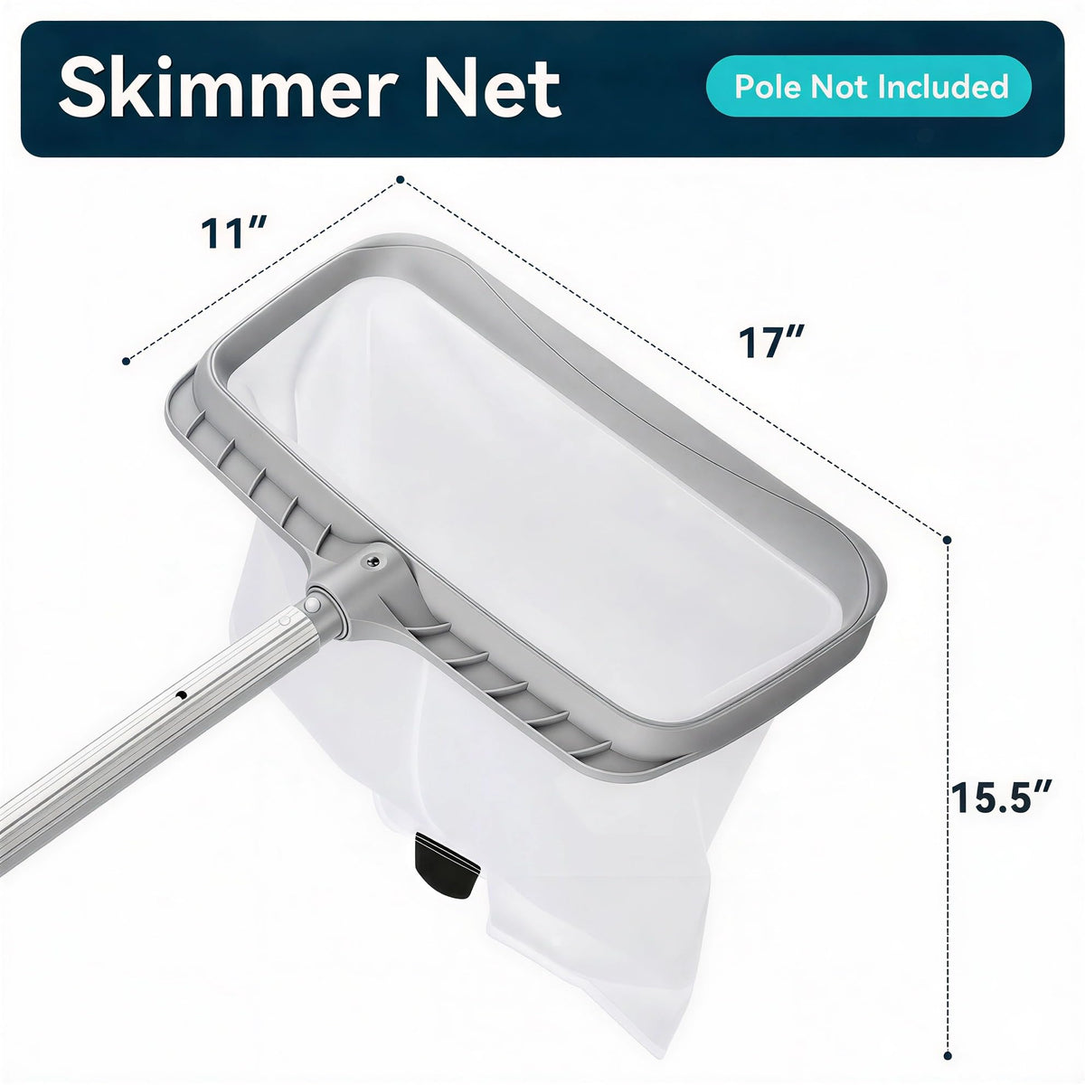 Monitok 15.5-inch deep mesh bag captures fine debris for clearer pool water.