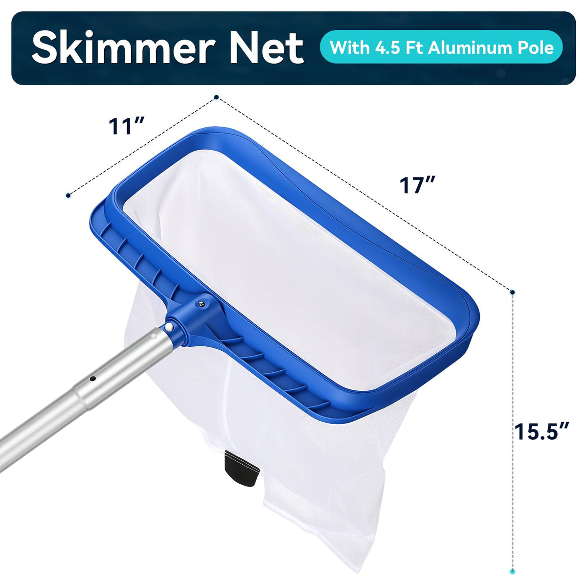 Monitok pool skimmer net large opening for quicker debris collection.