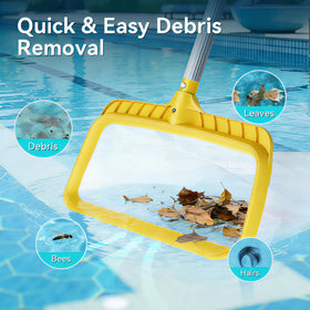 Monitok pool skimmer rubber handle bottom aids balance during disposal.