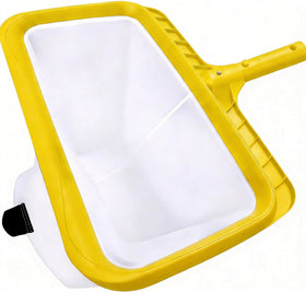 Monitok pool skimmer with yellow frame close-up showing surface protection for vinyl.