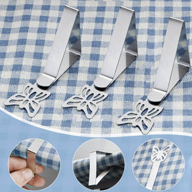 MONNCHA tablecloth clip on thick table edge demonstrates versatile fit