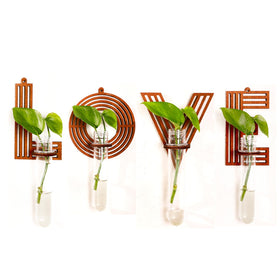 Monsefi Love wooden letter wall propagation station for small cuttings, decorative wall display.