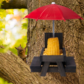 Mont Pleasant Black Wood Squirrel Feeder blends rustic outdoor charm.