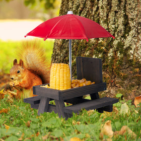Mont Pleasant Squirrel Feeder with corn cob holder maintains ready snacks.