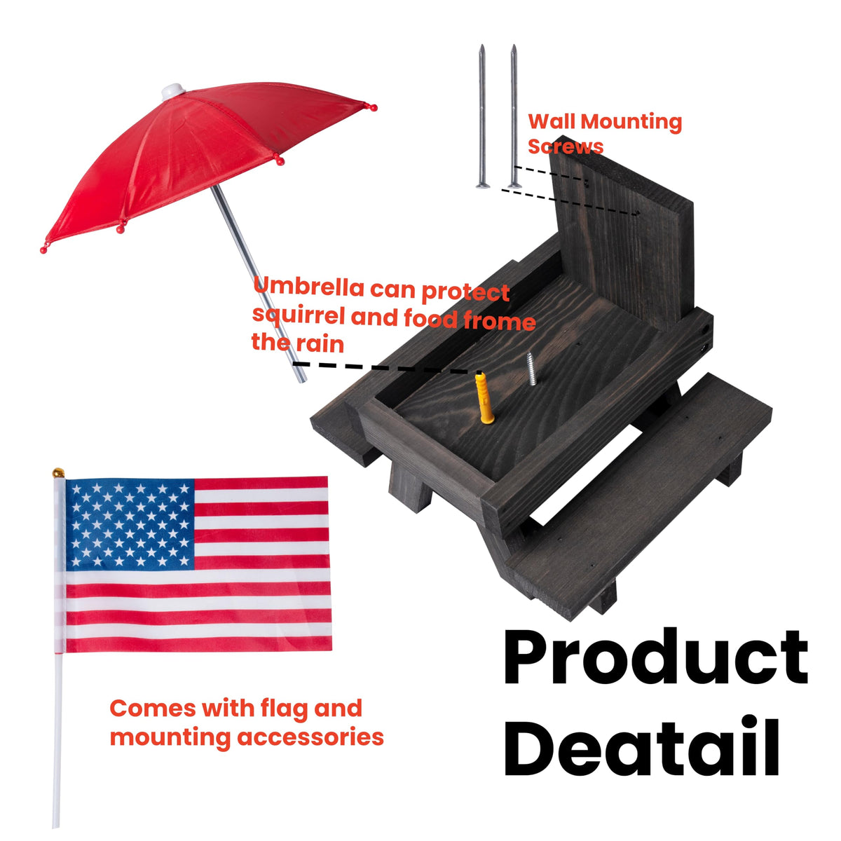 Mont Pleasant Squirrel Feeder with flag adds playful yard flair.
